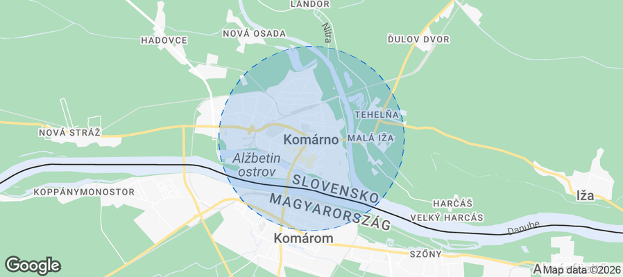 Komárno Airbnb map